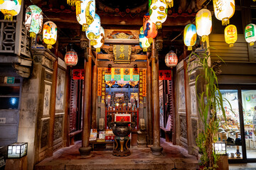 ainan, Taiwan – Jun 29, 2025: Jinhua Temple, a historic temple on Shennong Street, features traditional architecture and honors Guan Yu and the Three Princes. A designated city monument.