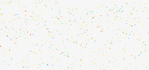 Scattered confetti on white. Festive, celebratory, fun.