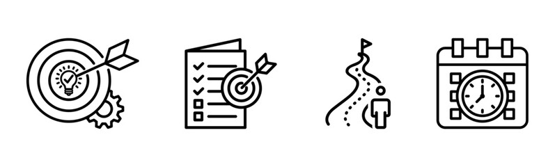 Goal Setting & Productivity Icons: Business Strategy & Task Management Set