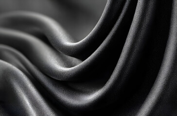 Black gray satin dark fabric texture luxurious shiny that is abstract silk cloth background with patterns soft waves blur beautiful.