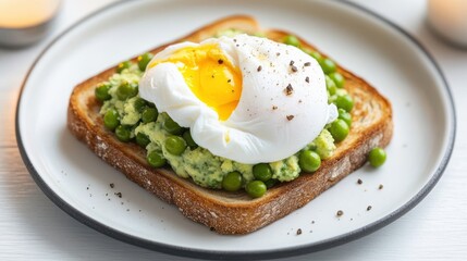 Delicious Plate with Toasted Bread and Egg Creating a Cozy Breakfast