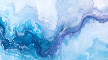 Obraz premium Abstract artwork featuring fluid, flowing patterns of light blue and gray-blue colors.