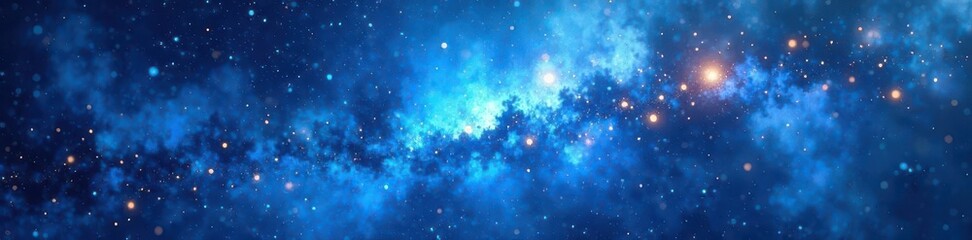 Naklejka premium Multi-layered dark blue watercolor wash, sparkling nebula , navy blue, nebula