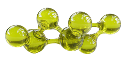 Abstract representation of a molecule with spheres connected by transparent tubes