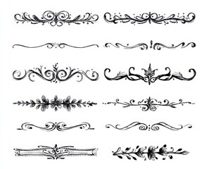 Fototapeta premium Paragraph Separator. Hand Drawn Floral Text Delimiter and Divider Collection for Web and Print Design