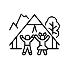 Camp Squad black line icon for digital and print projects.