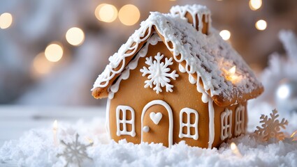 Gingerbread house christmas holiday baking decoration festive winter snow scene sweet treat
