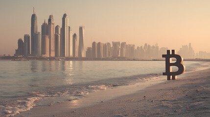 dubai skyline with bitcoin