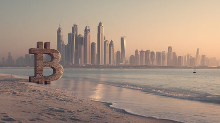 dubai skyline with bitcoin