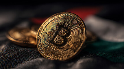 bitcoin lying on uae flag