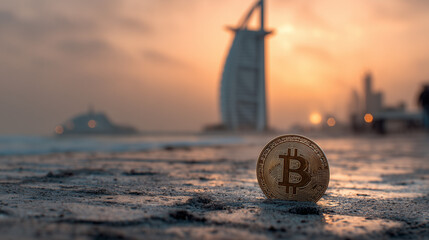 dubai skyline with bitcoin