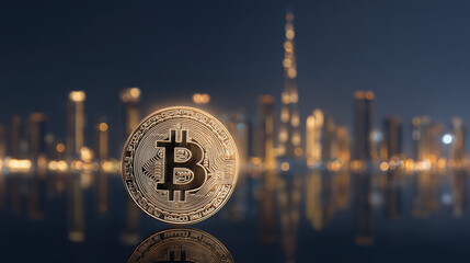dubai skyline with bitcoin