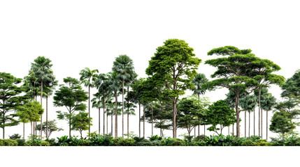 A lush collection of various trees with vibrant green foliage, ideal for nature-themed projects.