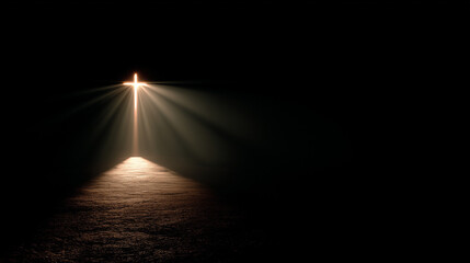 holy cross lightening up pathway in darkness