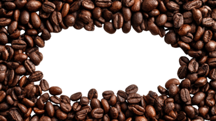 Coffee beans frame on black background, perfect for beverage-related themes.
