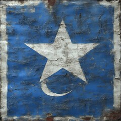 Distressed flag with star and crescent