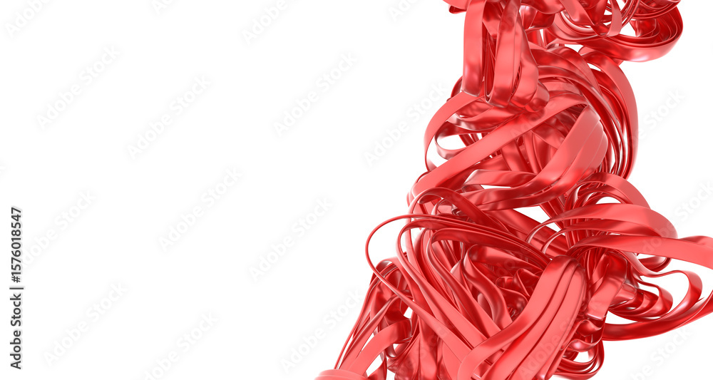 Fototapete high-resolution image of abstract red ribbons swirling, perfect for modern design projects and backg