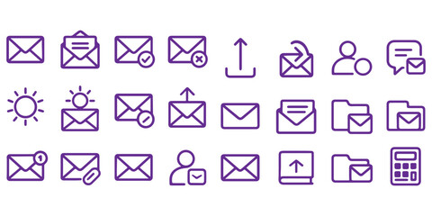 email vector icon set. mail post vector symbol. letter message envelope sign in black color. suitable for apps and websites Ui designs