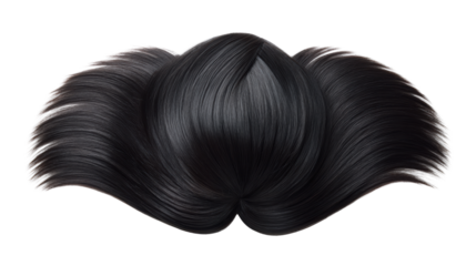 Glossy black hairstyle, shiny texture, artistic design, perfect for fashion and beauty contexts.