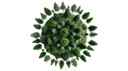 Top view of a vibrant green plant arrangement isolated on a white background.