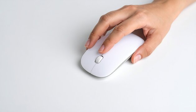 Hand holding wireless computer mouse