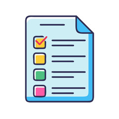Fototapeta premium Colored vector icon of a checklist with checkmarks, symbolizing organization, task management, and productivity. Isolated on a transparent background