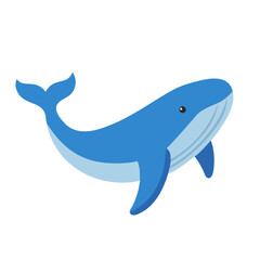 Obraz premium Colored vector icon of a blue whale, symbolizing marine life, ocean creatures, and underwater world. Isolated on a white background