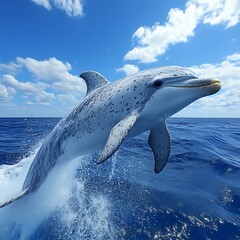 Dolphin leaps from the ocean