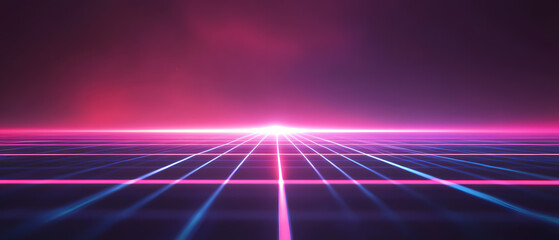 Sci-Fi Digital Art with a Luminous Grid and Starry Sky