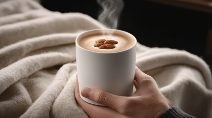 A Cozy Morning Scene of a Person Enjoying a Warm Cup of Coffee