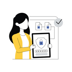 Cyber security or web security concept illustration. Protection of the internet access, cyber attack prevention. Data protection and database safety of a digital device illustration