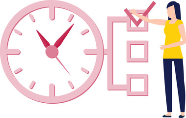 Girl sets routine work accordingly time