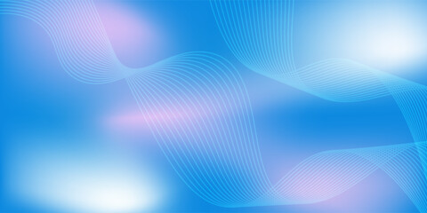 Abstract blue gradient background with shining lines waves. Minimalist background for banner, poster, cover, brochure, flyer, website