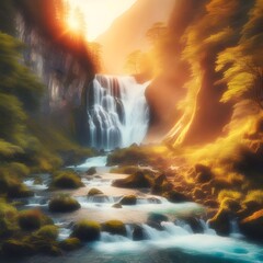 Beautiful waterfall in mountains