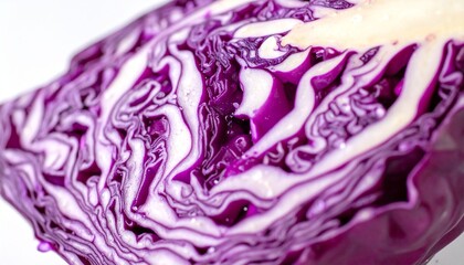 Obraz premium Vibrant Purple Cabbage Cross Section Close Up Healthy Food Ingredient.
