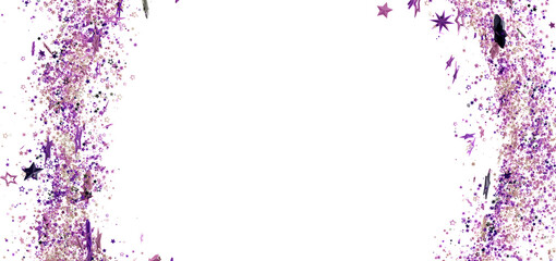 Festive background with purple and pink glitter stars. Perfect for invitations, cards, and more!