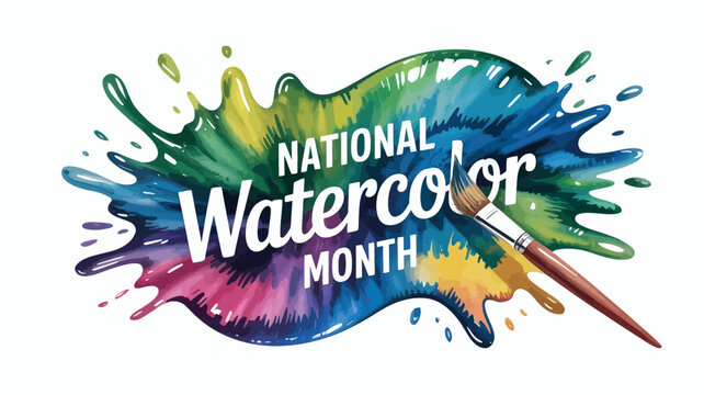 National Watercolor Month Brush Splash Poster