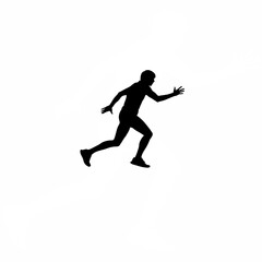 Silhouette of person lunging forward in long stride on white background