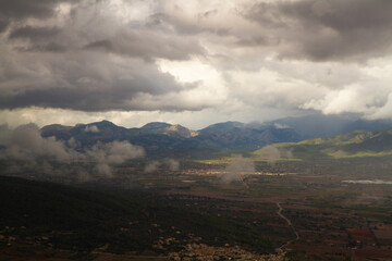landscape of the stormy sky over the city