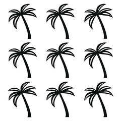 5 Palm Tree Silhouette Vector Design – Tropical Coconut Trees Collection Isolated on White Background

