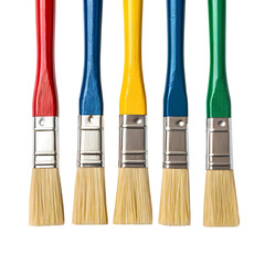 Five Colorful Paintbrushes A CloseUp View isolated on transparent background