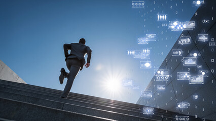 futuristic business development concept 