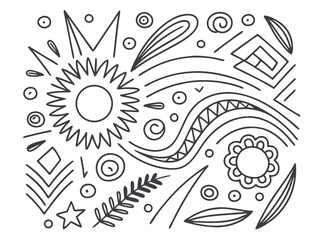 Mixed Symbol Pattern Design – Seamless Vector Background with Weather, Shapes, and Iconic Elements