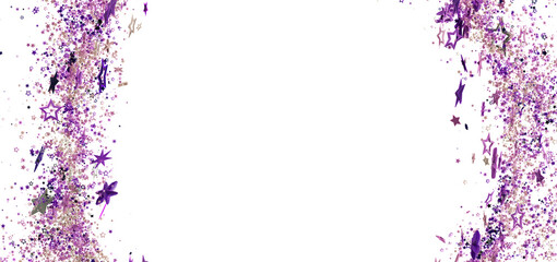 Sparkling purple and gold glitter stars border. Perfect for celebrations, invitations, and festive designs.