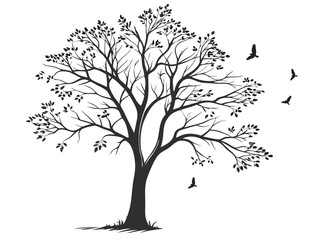 Obraz premium A Silhouette Vector Tree With Whit Background