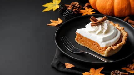Delicious Slice of Homemade Pie on Elegant Plate with Fork Ready to Enjoy