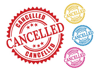 Multicolored Cancelled Stamp Bundle, Grunge Rubber Style Label Vectors  