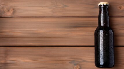 Refreshing Bottle of Beer on Rustic Wooden Table Surrounded by Warm Light