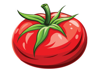 Fresh Red Tomato Vector Illustration – Whole and Ripe Organic Vegetable Isolated on White Background

