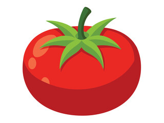 Fresh Red Tomato Vector Illustration – Whole and Ripe Organic Vegetable Isolated on White Background

